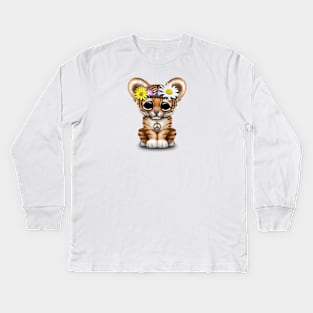 Cute Hippie Tiger Cub Kids Long Sleeve T-Shirt